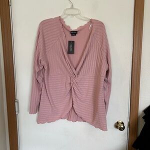 NWT, city chic size large/20 blush pink twist, front, long sleeve top
